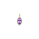 Anhänger 750/18 K Gelbgold mit Amethyst Marquise und Diamanten 0.07 ct H/si
