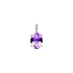 Pendentif or jaune 750/18 ct avec améthyste ovale et diamants 0.01 ct H/si