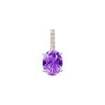 Anhänger 750/18 K Gelbgold mit Amethyst oval und Diamanten 0.02 ct H/si