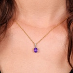 Pendentif or jaune 750/18 ct avec améthyste ovale et diamants 0.02 ct H/si - AN-52693-AME-GG