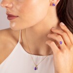 Pendant 750/18 K Yellow Gold with oval Amethyst and Diamonds 0.03 ct H/si - AN-52403-AME-GG