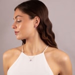 Pendant 750/18 K Yellow Gold with round Amethyst and Diamonds 0.01 ct H/si - AN-48524-AME-GG