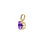 Pendant 750/18 K Yellow Gold with round Amethyst and Diamonds 0.01 ct H/si - AN-48524-AME-GG