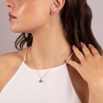 Anhänger 750/18 K Gelbgold mit Amethyst rund und Diamanten 0.05 ct H/si - AN-47233-AME-GG