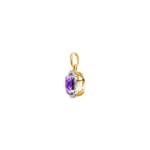 Anhänger 750/18 K Gelbgold mit Amethyst rund und Diamanten 0.05 ct H/si - AN-47233-AME-GG