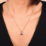 Anhänger 750/18 K Gelbgold mit Amethyst rund und Diamanten 0.05 ct H/si - AN-54203-AME-GG