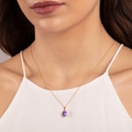 Pendant 750/18 K Yellow Gold with Amethyst and Diamonds 0.06 ct H/si - AN-47263-AME-GG