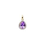 Anhänger 750/18 K Gelbgold mit Amethyst Tropfen und Diamanten 0.06 ct H/si