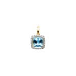 Anhänger 750/18 K Gelbgold mit Blautopas Kissen und Diamanten 0.06 ct H/si