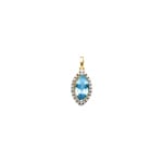 Pendant 750/18 K Yellow Gold with Blue Topaz and Diamonds 0.07 ct H/si