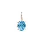 Pendant 750/18 K Yellow Gold with oval Blue Topaz and Diamonds 0.02 ct H/si