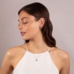 Anhänger 750/18 K Gelbgold mit Blautopas oval und Diamanten 0.06 ct H/si - AN-47253-TOP-GG