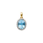 Anhänger 750/18 K Gelbgold mit Blautopas oval und Diamanten 0.06 ct H/si