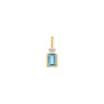 Pendant 750/18 K Yellow Gold with Blue Topaz and Diamonds 0.01 ct H/si