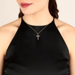 Anhänger 750/18 K Gelbgold Kreuz mit Brillanten 0.50 ct H/si - AN-69181-GG