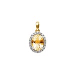 Anhänger 750/18 K Gelbgold mit Citrin oval und Diamanten 0.06 ct H/si