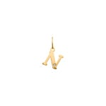 Pendentif or jaune 750/18 ct avec diamant 0.01ct., Lettre N