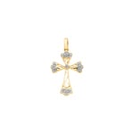 Pendentif or jaune 750/18 ct avec diamants 0.04 ct H/si, Croix