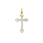 Anhänger 750/18 K Gelbgold mit Diamanten 0.04 ct H/si, Kreuz