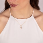 Anhänger 750/18 K Gelbgold Kreuz mit Diamanten 0.040 ct H/si - AN-56695-GG