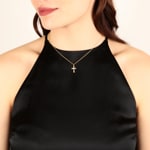 Pendant 750/18 K Yellow Gold Cross with Diamonds 0.05 ct H/si - AN-56682-GG
