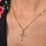 Pendant 750/18 K Yellow Gold Cross with Diamonds 0.05 ct H/si - AN-56690-GG