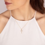 Pendant 750/18 K Yellow Gold Cross with Diamonds 0.054 ct H/si - AN-56687-GG