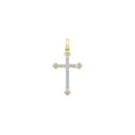 Pendant 750/18 K Yellow Gold with Diamonds 0.054 ct H/si, Cross
