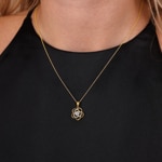 Pendant 750/18 K Yellow Gold with Diamonds 0.15 ct H/si, Flower - AN-60813-GG