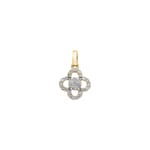 Pendentif or jaune 750/18 ct avec diamants 0.18 ct H/si, Trèfle