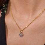 Pendentif or jaune 750/18 ct Trèfle avec diamants 0.18 ct H/si - AN-45229-GG