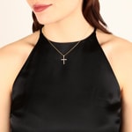 Pendant 750/18 K Yellow Gold Cross with Diamonds 0.25 ct H/si - AN-69443-GG