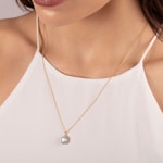 Anhänger 750/18 K Gelbgold mit grünem Amethyst oval und Diamanten 0.06 ct H/si - AN-47253-PRA-GG