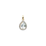 Anhänger 750/18 K Gelbgold mit grünem Amethyst Tropfen und Diamanten 0.06 ct H/si