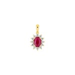 Anhänger 750/18 K Gelbgold mit Rubin oval & Diamanten 0.36 ct