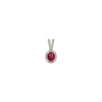 Pendentif or jaune 750/18 ct avec rubis ovale et diamants 0.10 ct H/si