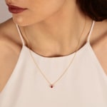 Anhänger 750/18 K Gelbgold mit Rubin Tropfen und Diamanten 0.03 ct H/si - AN-46612-RUB-GG