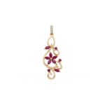 Anhänger 750/18 K Gelbgold mit Rubinen & Diamanten 0.03 ct