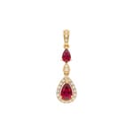 Pendentif or jaune 750/18 ct avec rubis & diamants 0.10 ct