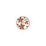 Anhänger 750/18 K Gelbgold mit Rubinen & Diamanten 0.14 ct