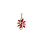 Anhänger 750/18 K Gelbgold mit Rubinen & Diamanten 0.16 ct