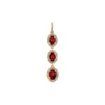 Pendentif or jaune 750/18 ct avec rubis & diamants 0.45 ct H/si