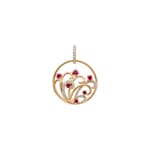 Anhänger 750/18 K Gelbgold mit Rubinen und Diamanten 0.17 ct