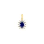 Anhänger 750/18 K Gelbgold mit Saphir oval & Diamanten 0.36 ct