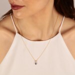 Anhänger 750/18 K Gelbgold mit Saphir oval und Diamanten 0.05 ct H/si - AN-52593-SAF-GG