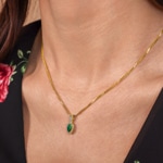 Anhänger 750/18 K Gelbgold mit Smaragd & Diamanten 0.11 ct H/si - AN-53963-SMA-GG