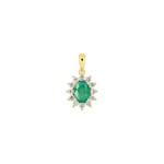 Anhänger 750/18 K Gelbgold mit Smaragd oval & Diamanten 0.36 ct