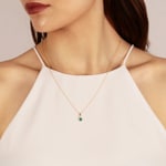 Pendant 750/18 K Yellow Gold with oval Emerald and Diamonds 0.03 ct H/si - AN-52383-SMA-GG