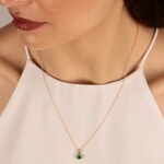 Anhänger 750/18 K Gelbgold mit Smaragd oval und Diamanten 0.11 ct H/si - AN-52503-SMA-GG