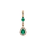 Pendentif or jaune 750/18 ct avec émeraudes & diamants 0.10 ct